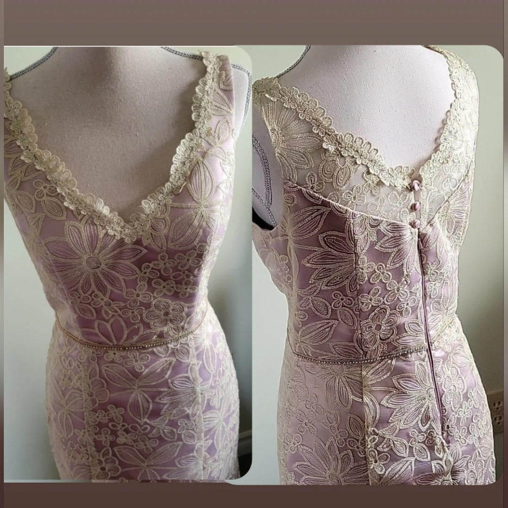 (B) Js collections long sparklypurple lace embroidered dress, Evening gown